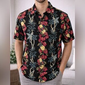 MENS pineapple connections button up BLACK DRESS SHIRT SIZE LARGE L​​